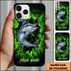 Maxcorners Bass Fishing Phone Case Green Flame Dark Brick Wall Fish Art Design Custom Name Phone Case (12 Fish Species)