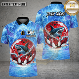 Maxcorners Bowling Shark Lightning Wave Power Design Multi Options Personalized Name Team Name 3D Shirt