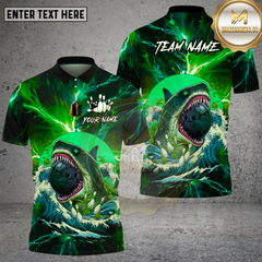 Maxcorners Bowling Shark Ocean Wave Splash Design Multi Options Personalized Name Team Name 3D Shirt