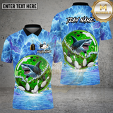 Maxcorners Bowling Shark Lightning Wave Power Design Multi Options Personalized Name Team Name 3D Shirt