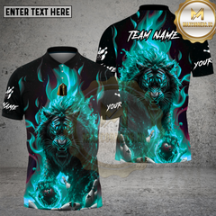 Maxcorners Bowling Fire Lion Flame Art Design Multi Options Personalized Name Team Name 3D Shirt