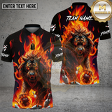 Maxcorners Bowling Fire Lion Flame Art Design Multi Options Personalized Name Team Name 3D Shirt