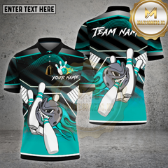 Maxcorners Bowling Angry Strike Pins Black Pattern Multicolor Options Personalized Name, Team Name Unisex 3D Shirt