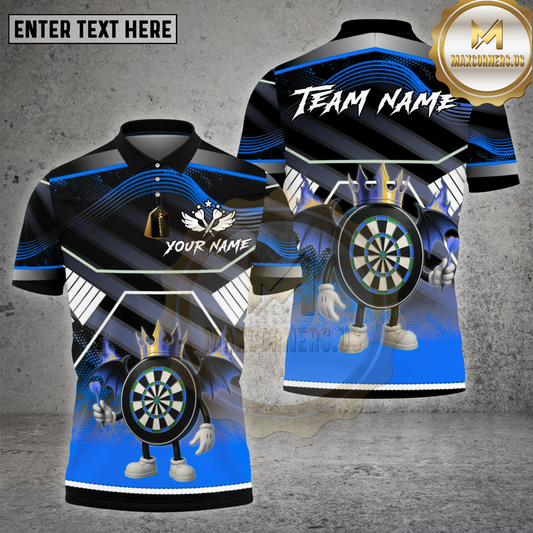 Maxcorners Dartboard King Crown Black Wings Multicolor Options Personalized Name, Team Name Unisex 3D Shirt