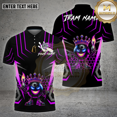 Maxcorners Bowling King Flame Ball Black Design Multicolor Options Personalized Name, Team Name Unisex 3D Shirt