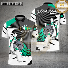 Maxcorners Bowling Angry Ball & Pins Explosion White Black Design Multicolor Options Personalized Name, Team Name Unisex 3D Shirt