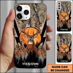 Maxcorners Hunting Phone Case Whitetail Deer Middle Finger Moonlight Forest Camo Art Personalized Name Phone Case | Grass Brown