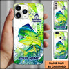 Maxcorners Fishing Phone Case Jumping Blue Fish Water Splash Sport Fishing Art Personalized Name 3D Phone Case (10 Fish Species)