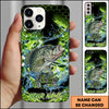 Maxcorners Fishing Neon Green Honeycomb Water Splash Personalized Name Phone Case (10 Fish Species)