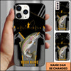 Maxcorners Fishing Heartbeat Angler Silhouette Design Personalized Name Phone Case (10 Fish Species)