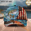 Maxcorners Fishing  American Flag Fishing Hook Multi Options Personalized Name 3D Classic Cap (11 Fish Species)