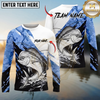 Maxcorners Fishing Splash Blue White Long Sleeve Shirt Jumping Splash Water Graphic Personalized Name, Team Name Long Sleeve Shirt ( 6 Breeds)