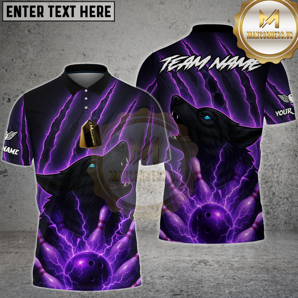 Maxcorners Bowling Shirt Lightning Wolf Strike Multioptions Personalized Name, Team Name Unisex 3D Shirt (4 Colors)