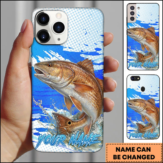 Maxcorners Fishing Redfish Water Splash Blue Pop Art Personalized Name Phone Case