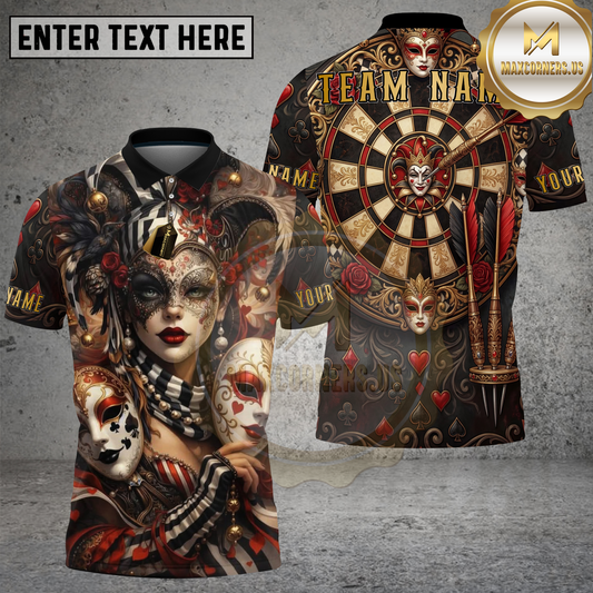 Maxcorners Joker Mask Dartboard Casino Style Multicolor Options Personalized Name, Team Name 3D Shirt (4 Colors)