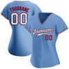Maxcorners Custom Light Blue White-Red Authentic Baseball Jersey LM2605