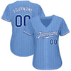 Maxcorners Custom Light Blue White Pinstripe Royal-White Authentic Baseball Jersey LM2605