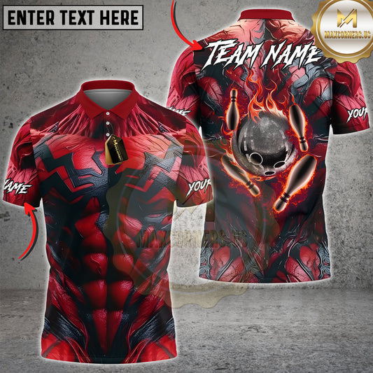 Maxcorners Bowling Red Symbiote Carnage Power Multiple Options Personalized Name, Team Name 3D Shirt