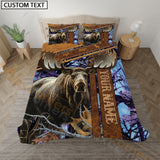 Maxcorners Moose Hunting Rustic Purple Forest Bedding Set 3D All Over Printed