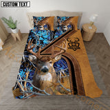 Maxcorners Deer Hunting Blue Real Tree Forest Leather Stripe Bedding Set 3D All Over Printed
