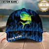 Maxcorners Fishing Blue Flame Pattern Personalized 3D Cap (10 Breeds)