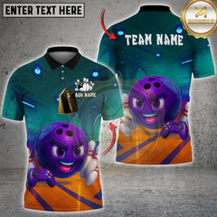 Maxcorners Bowling Neon Strike Multicolor Customized Name, Team Name 3D Shirts