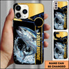 Maxcorners Fishing Black Gold Tech Frame Water Splash Personalized Name Phone Case (10 Fish Species)