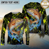 Maxcorners Fishing Neon Splash Personalized Name, Team Name Long Sleeve Shirt (9 Breeds)