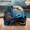 Maxcorners Fishing  Sunset Ocean Camouflage Multi Options Personalized Name 3D Classic Cap (11 Fish Species)