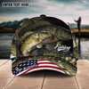 Maxcorners Fishing Fishing Make Me Happy Skinfish Flag Of US Sport Pattern Personalized Name 3D Cap (11 Breeds)