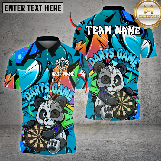 Maxcorners Graffiti Darts Panda Cartoon Street Style Multicolor Options Personalized Name, Team Name 3D Shirt (4 Colors)