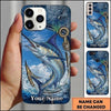 Maxcorners Fishing Blue Ocean Wave Hook Customized Name 3D Phone Case