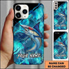 Maxcorners Fishing Black Teal Marble Lure Customized Name 3D Phone Case