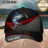 Maxcorners Fishing Neon Ocean Black Red Metal Mesh Customized Name 3D Cap