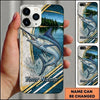 Maxcorners Lakeside Splash Geometric Stripes Custom Name Fishing Phone Case