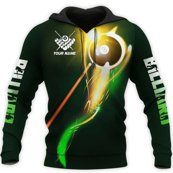 Maxcorners 8 Ball Billiard Personalized Name 3D Unisex Shirt Green