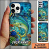 Maxcorners Fishing Vibrant Aqua Coral Reef Customized Name 3D Phone Case