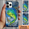 Maxcorners Fishing Blue Ocean Wave Hook Customized Name 3D Phone Case