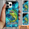Maxcorners Fishing Black Teal Marble Lure Customized Name 3D Phone Case