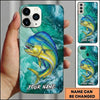 Maxcorners Fishing Teal Aqua Marble Wave Customized Name 3D Phone Case