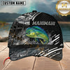 Maxcorners Fishing Black Silver Water Splash Customized Name 3D Cap