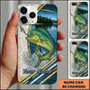 Maxcorners Lakeside Splash Geometric Stripes Custom Name Fishing Phone Case