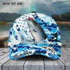 Maxcorners Fishing Blue White Seawwave American Flag Pattern Sport Pattern Personalized Name 3D Cap (11 Breeds)