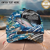 Maxcorners Fishing  Blue Camouflage Fishing Boat Multi Options Personalized Name 3D Classic Cap (11 Fish Species)