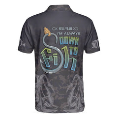 Maxcorners Black Skull Fishing Men 3D Polo