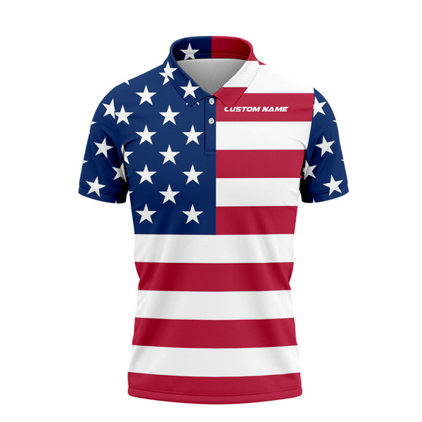 Maxcorners Custom Flag Golf Shirt, Golfing Apparel, Patriotic Golf Shirts, Mens Golf Gift