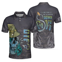 Maxcorners Black Skull Fishing Men 3D Polo