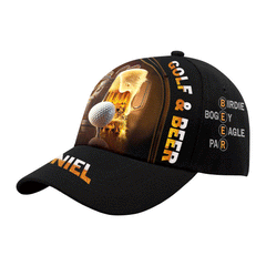 Maxcorners Golf And Beer Personalized Golf Cap, Gift For Dad, Golf Gift For Men