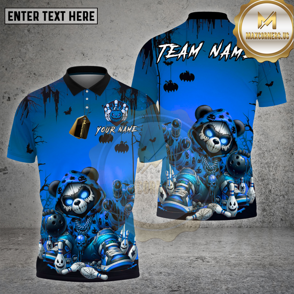 Maxcorners Neon Graffiti Panda Bowling Shirt Halloween Glow Spooky Ball Custom Name Team Personalized Jersey (4 Colors)