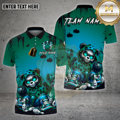 Maxcorners Neon Graffiti Panda Bowling Shirt Halloween Glow Spooky Ball Custom Name Team Personalized Jersey (4 Colors)